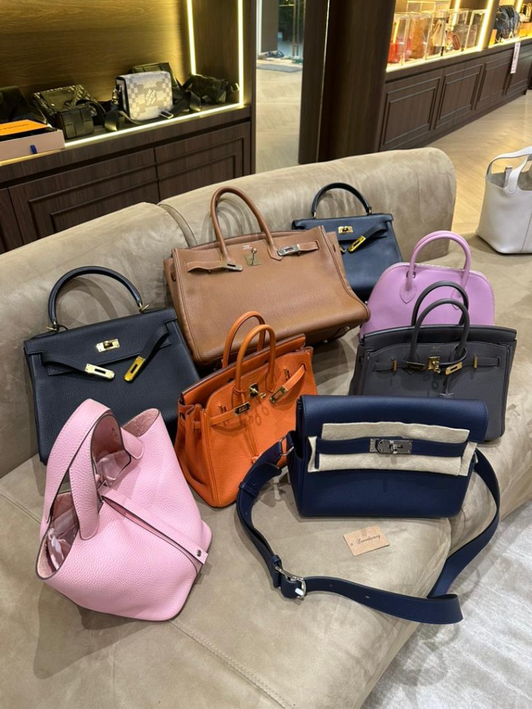 Hermès Birkin and Kelly bags curated in showroom